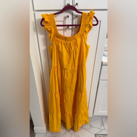 ENGLISH FACTORY SQUARE NECK RUFFLE DETAIL MIDI DRESS - Picture 5 of 5